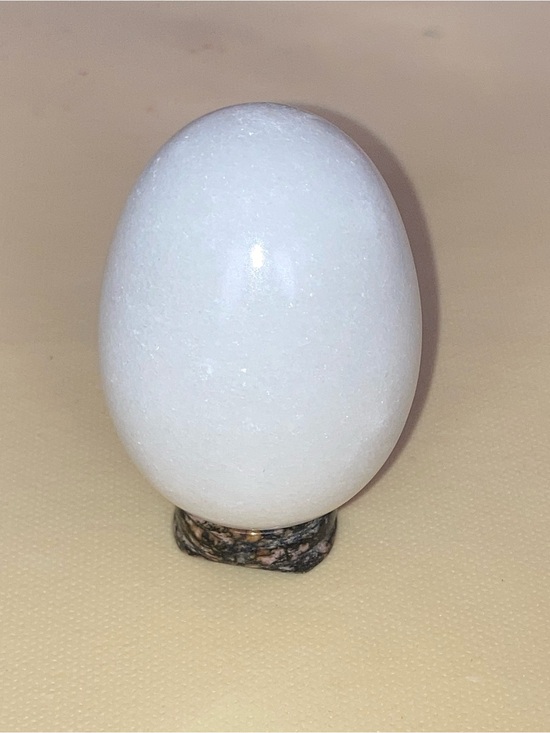 Other - White Jade Decorative Stone Egg Sculpture - Home Art Accent